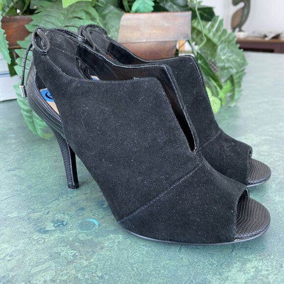 Nine West 'Andra' US 6.5M black suede open toe high heels shoes sexy slip ons - Picture 8 of 11